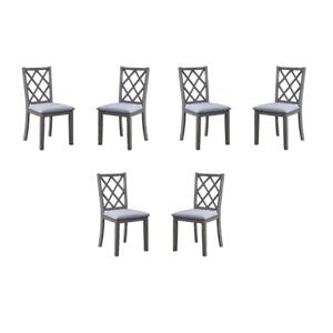 Pemberly Row Contemporary Set of 6 Gray Cross Back Side Dining Chairs