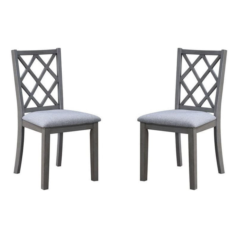 Pemberly Row Contemporary Set of 4 Gray Cross Back Side Dining Chairs