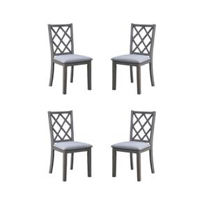 Pemberly Row Contemporary Set of 4 Gray Cross Back Side Dining Chairs