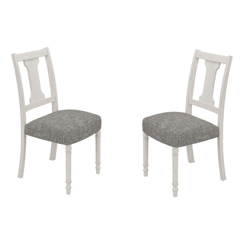 Pemberly Row Contemporary Set of 6 White and Gray Wood Dining Side Chairs