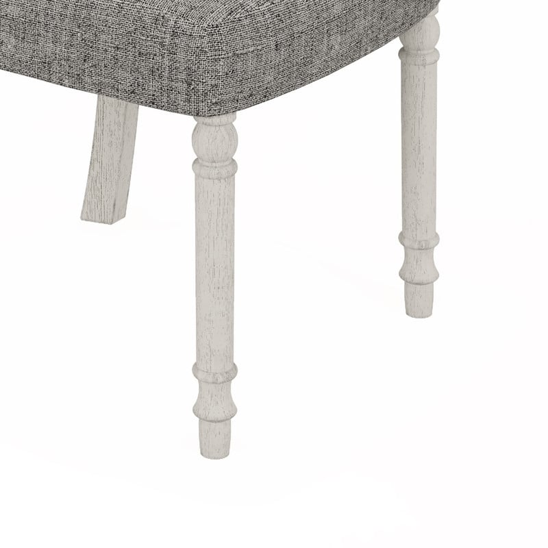 Pemberly Row Contemporary Set of 6 White and Gray Wood Dining Side Chairs
