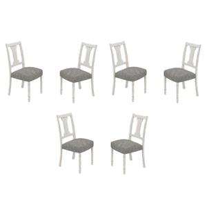 Pemberly Row Contemporary Set of 6 White and Gray Wood Dining Side Chairs