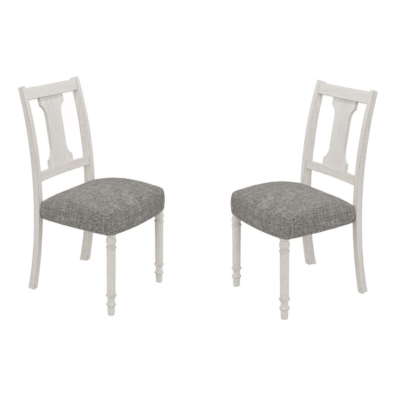 Pemberly Row Contemporary Set of 4 White and Gray Wood Dining Side Chairs