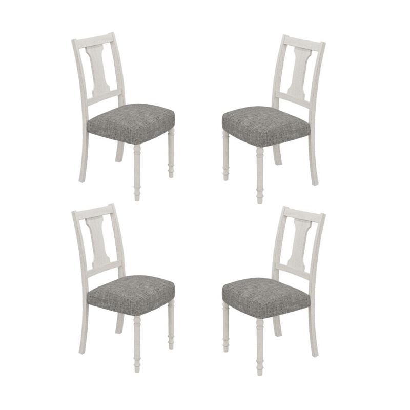 Pemberly Row Contemporary Set of 4 White and Gray Wood Dining Side Chairs