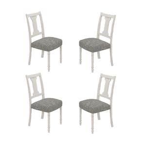Pemberly Row Contemporary Set of 4 White and Gray Wood Dining Side Chairs