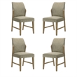 Pemberly Row Set of 4 Beige Linen Fabric Dining Chairs with Rustic Oak Legs