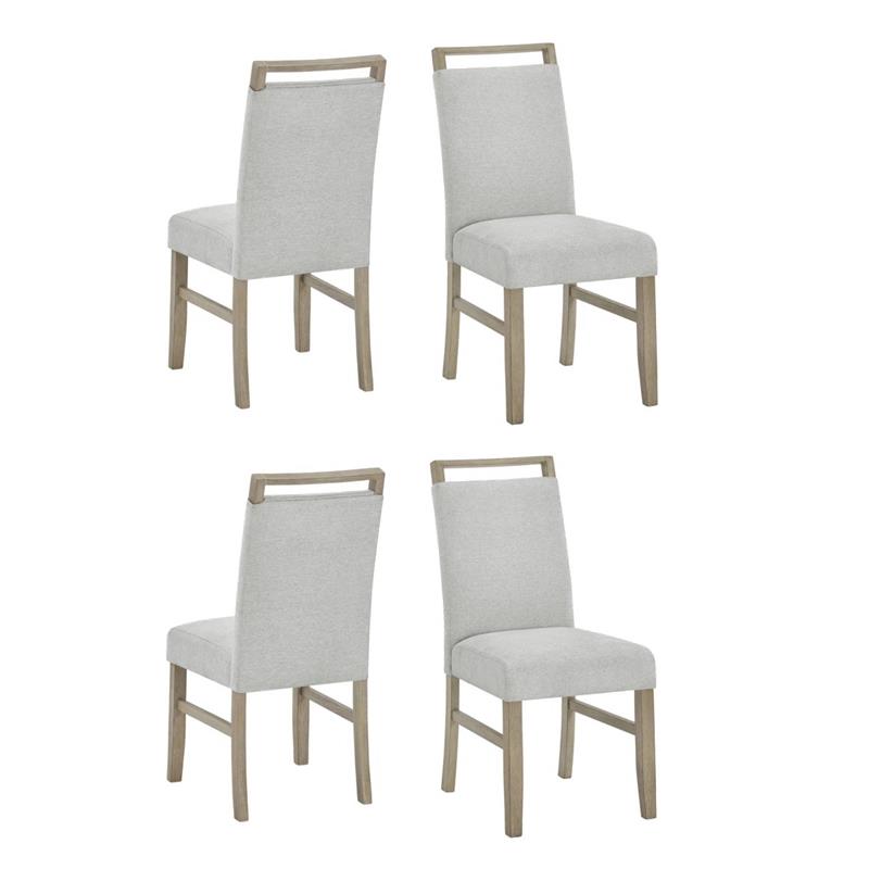 Pemberly Row Set of 4 Light Oak Wood Dining Side Chairs with Light Gray Fabric