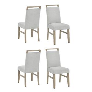 Pemberly Row Set of 4 Light Oak Wood Dining Side Chairs with Light Gray Fabric