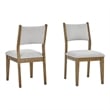 Pemberly Row Set of 4 Walnut Oak Wood Dining Side Chairs with Light Gray Fabric