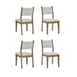 Pemberly Row Set of 4 Walnut Oak Wood Dining Side Chairs with Light Gray Fabric