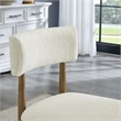 Pemberly Row Set of 6 Walnut Oak Wood Dining Side Chairs w/ Beige Sherpa Fabric