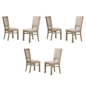 Pemberly Row Set of 6 Wheat Beige 19&quotW Contemporary Fabric Dining Chairs