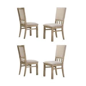 Pemberly Row Set of 4 Wheat Beige 19&quotW Contemporary Fabric Dining Chairs