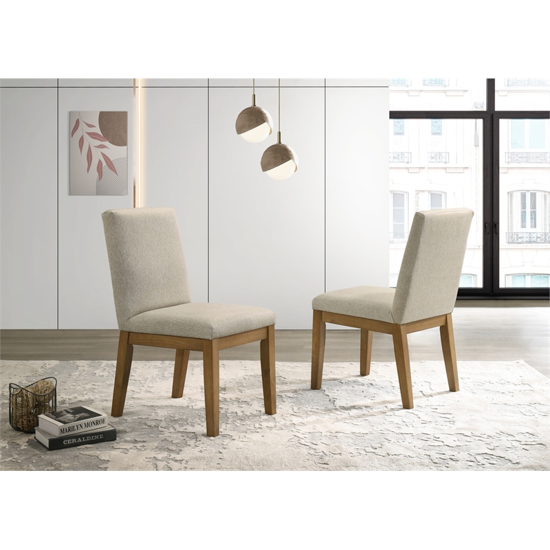 Pemberly Row Set of 6 Driftwood Contemporary Beige Fabric Dining Chairs