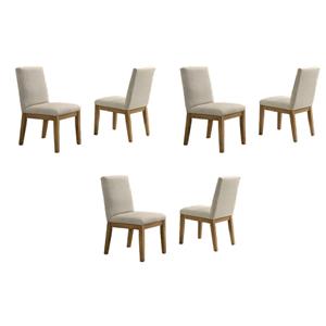 Pemberly Row Set of 6 Driftwood Contemporary Beige Fabric Dining Chairs
