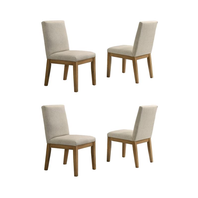 Pemberly Row Set of 4 Driftwood Contemporary Beige Fabric Dining Chairs
