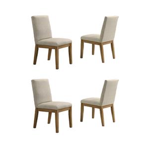 Pemberly Row Set of 4 Driftwood Contemporary Beige Fabric Dining Chairs