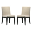 Pemberly Row Set of 6 Beige Contemporary Fabric Dining Chairs with Black Legs