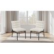 Pemberly Row Set of 6 White Boucle Fabric Dining Chairs with Black Iron Legs