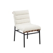Pemberly Row Set of 6 White Boucle Fabric Dining Chairs with Black Iron Legs