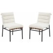 Pemberly Row Set of 4 White Boucle Fabric Dining Chairs with Black Iron Legs