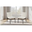 Pemberly Row Set of 4 White Boucle Fabric Dining Chairs with Black Iron Legs