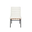 Pemberly Row Set of 4 White Boucle Fabric Dining Chairs with Black Iron Legs