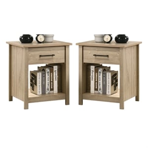 Pemberly Row Set of 2 20&quotW Light Oak Engineered Wood 1-Drawer Nightstands