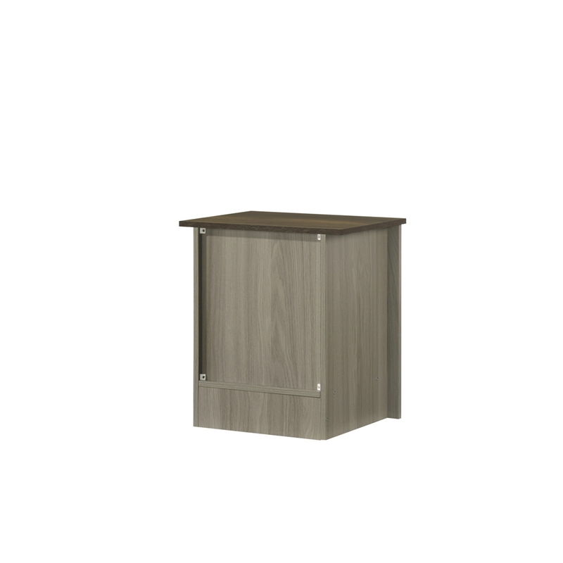 Pemberly Row Set of 2 Gray Oak End/Side Tables/Nightstands with Cabinet Door