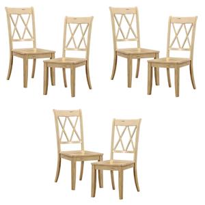 Pemberly Row Contemporary Wood Dining Room Side Chair in Buttermilk (Set of 6)