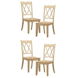 Pemberly Row Contemporary Wood Dining Room Side Chair in Buttermilk (Set of 4)