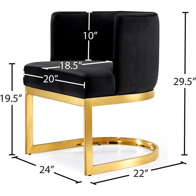 Pemberly Row Contemporary Black Upholstered Velvet Dining Chair