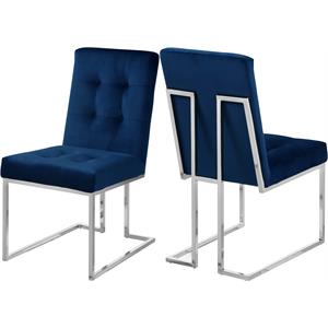 Pemberly Row Contemporary Upholstered Velvet Dining Chairs in Navy (Set of 2)