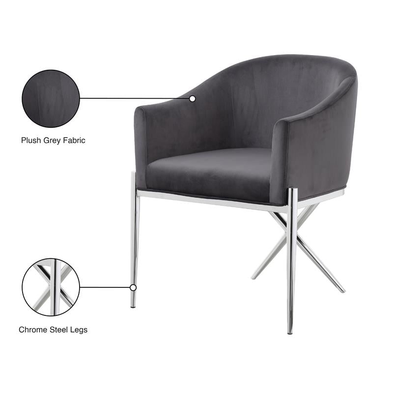 Pemberly Row Contemporary Grey Upholstered Velvet Dining Chair