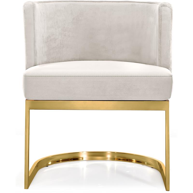 Pemberly Row Contemporary Cream Upholstered Velvet Dining Chair