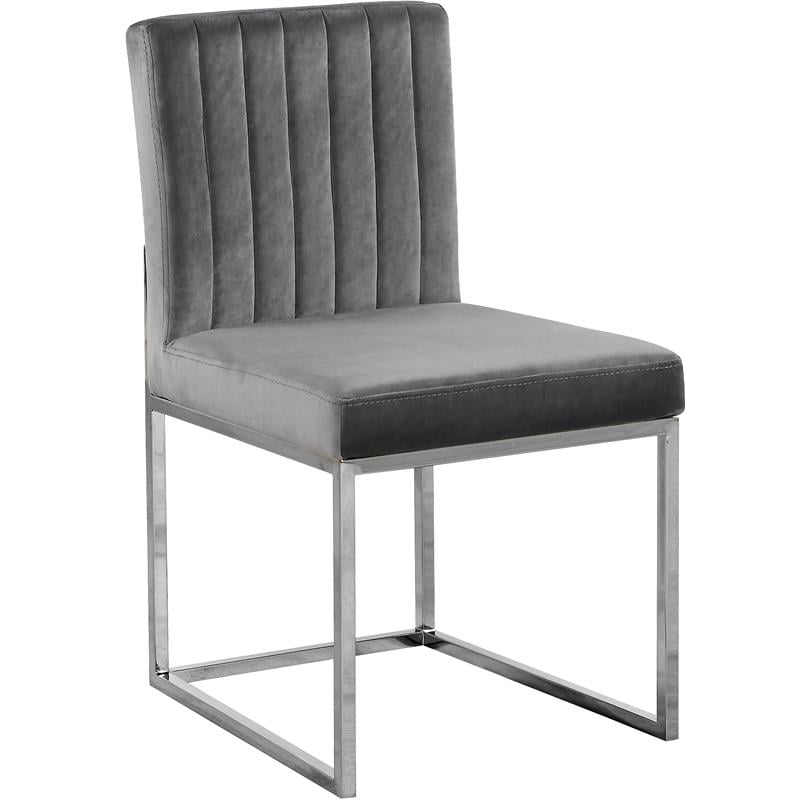 Pemberly Row Contemporary Gray Upholstered Velvet Dining Chairs (Set of 2)