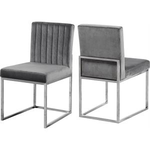 Pemberly Row Contemporary Gray Upholstered Velvet Dining Chairs (Set of 2)