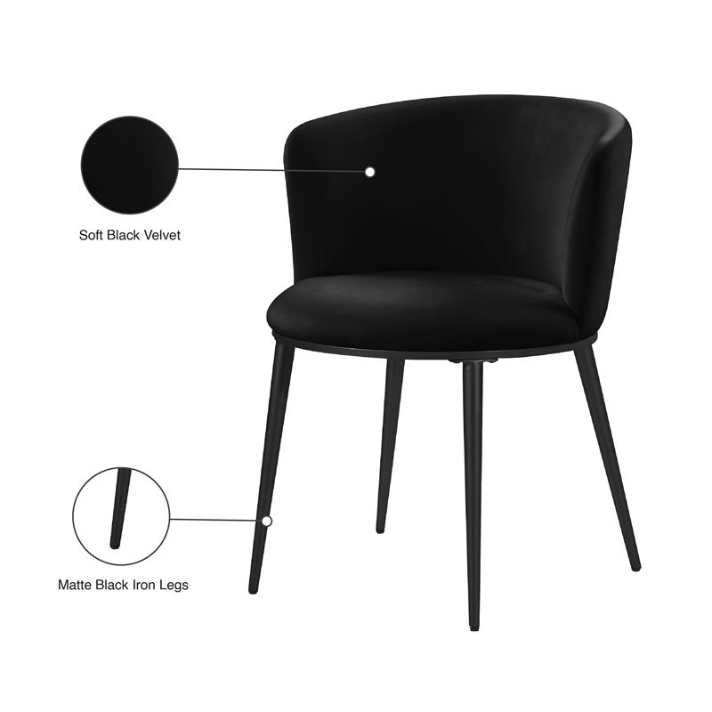 Pemberly Row Contemporary Soft Black Velvet Dining Chairs (Set of 2)