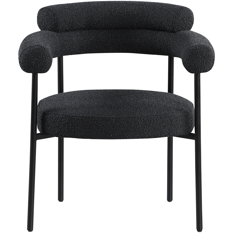 Pemberly Row Contemporary Rich Black Boucle Fabric Dining Chairs Set of 2