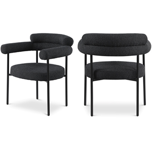 Pemberly Row Contemporary Rich Black Boucle Fabric Dining Chairs Set of 2