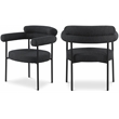 Pemberly Row Contemporary Rich Black Boucle Fabric Dining Chairs Set of 2