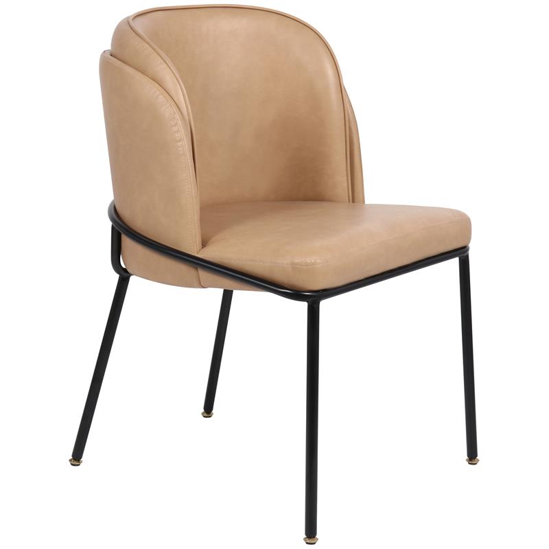 Pemberly Row Contemporary Soft Tan Vegan Leather Dining Chairs (Set of 2)