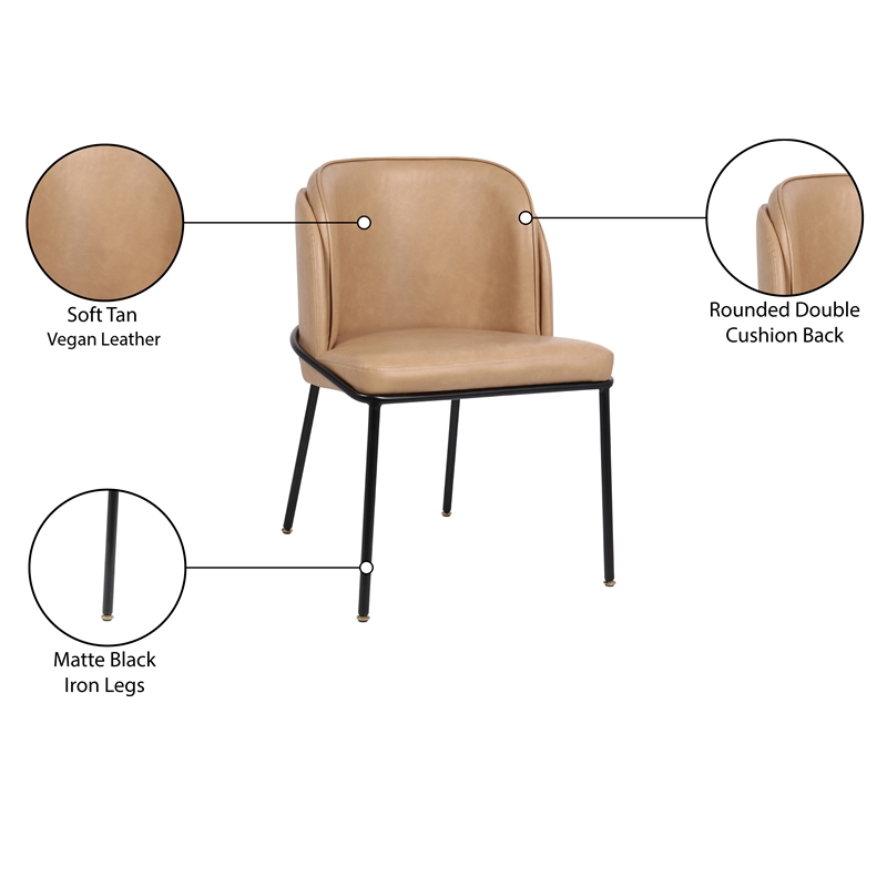 Pemberly Row Contemporary Soft Tan Vegan Leather Dining Chairs (Set of 2)