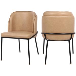 Pemberly Row Contemporary Soft Tan Vegan Leather Dining Chairs (Set of 2)