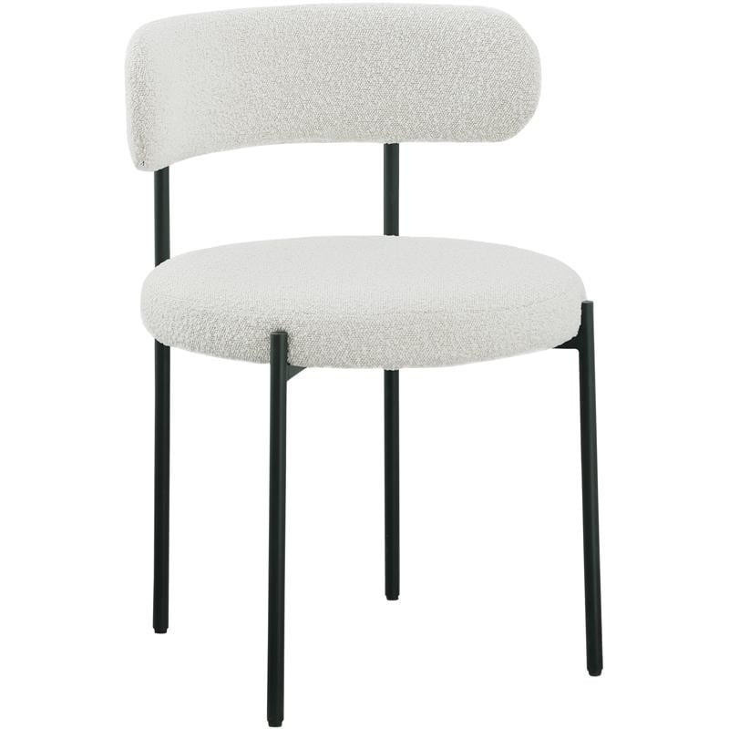 Pemberly Row Contemporary Rich Cream Boucle Fabric Dining Chair