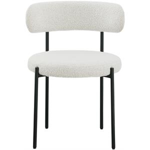 Pemberly Row Contemporary Rich Cream Boucle Fabric Dining Chair