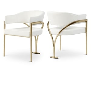 Pemberly Row Contemporary Soft Cream Vegan Leather Dining Chairs (Set of 2)