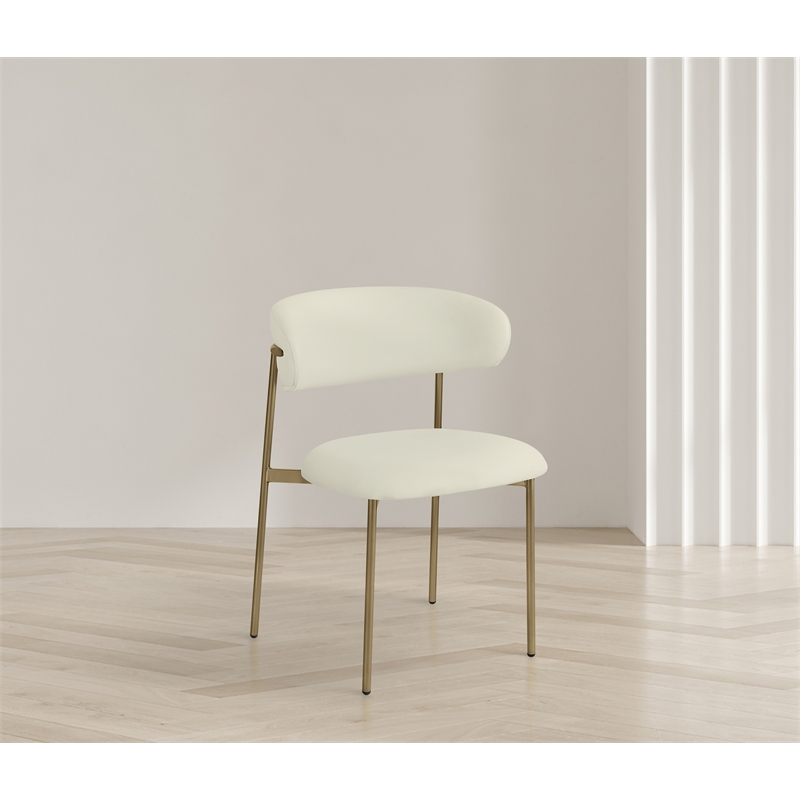 Pemberly Row Contemporary Soft Cream Vegan Leather Dining Chairs (Set of 2)