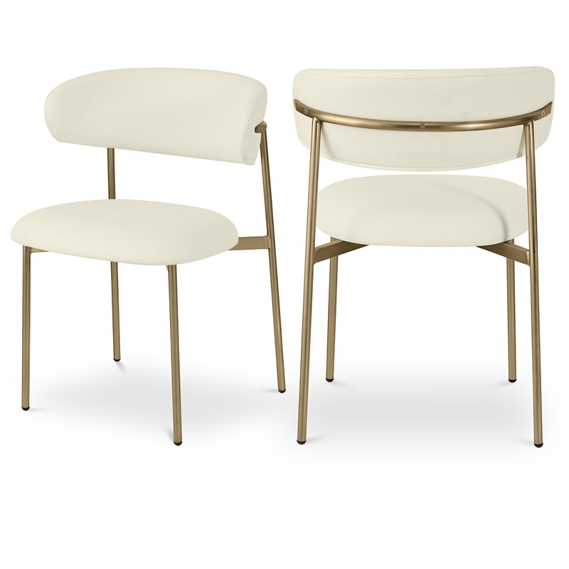 Pemberly Row Contemporary Soft Cream Vegan Leather Dining Chairs (Set of 2)