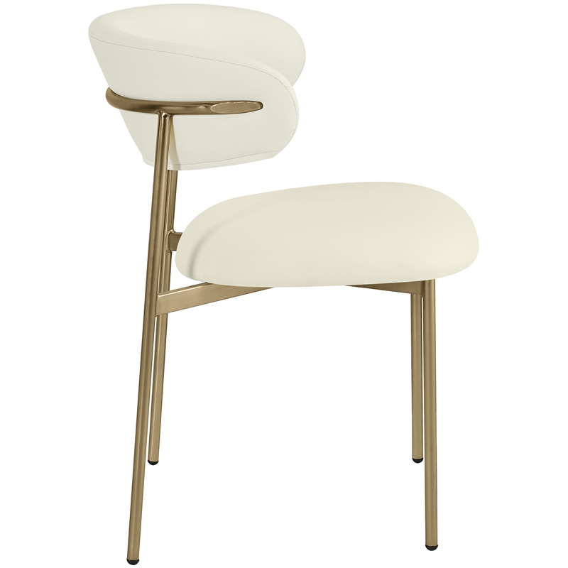 Pemberly Row Contemporary Soft Cream Vegan Leather Dining Chairs (Set of 2)